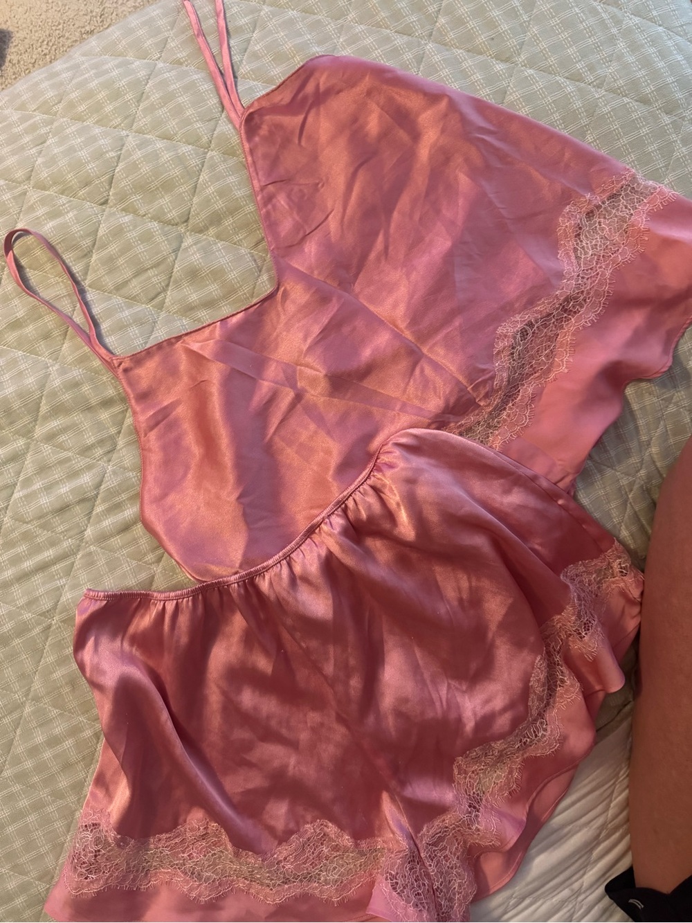Victoria's Secret Rose Pink Satin Cami & Short Sleep Set